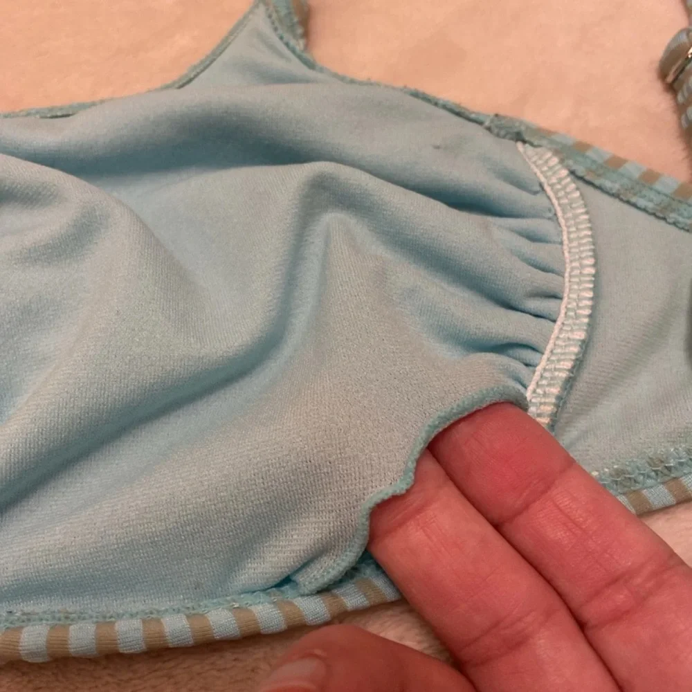 Xhilaration Seafoam Blue Green Striped Bikini Top
